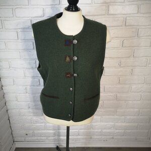 Jessica Sport Ladies Size Medium Vintage Made in Hong Kong Green Wool Vest